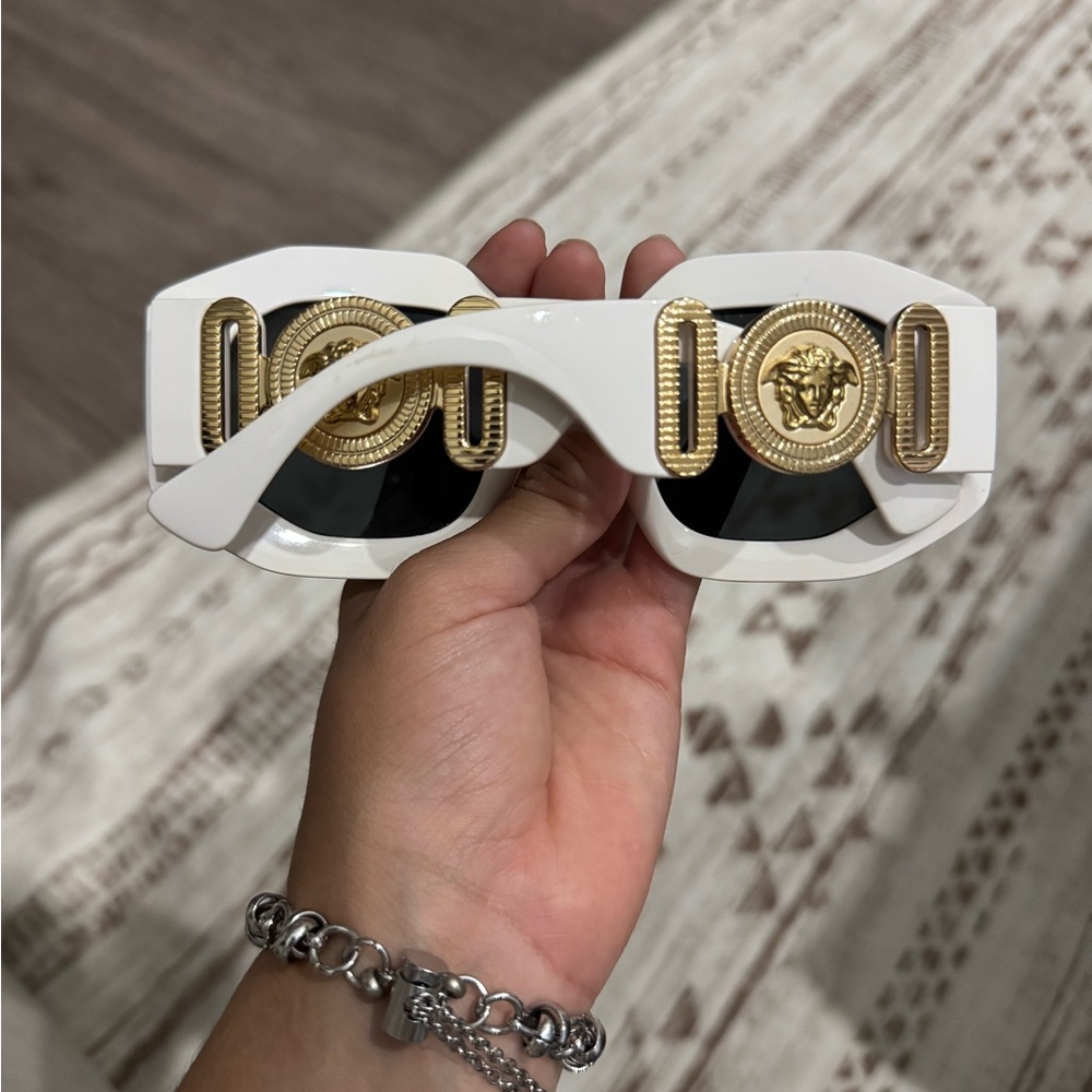 Versace Gold Medusa White Frame Sunglasses
